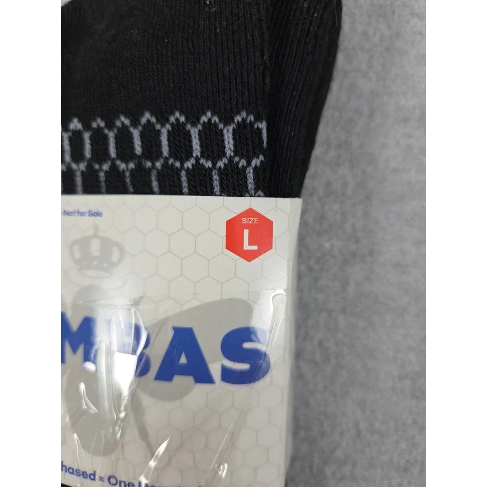 BOMBAS Black Crew Socks Honeycomb Poly Blend Unisex L Cushioned Comfort NEW